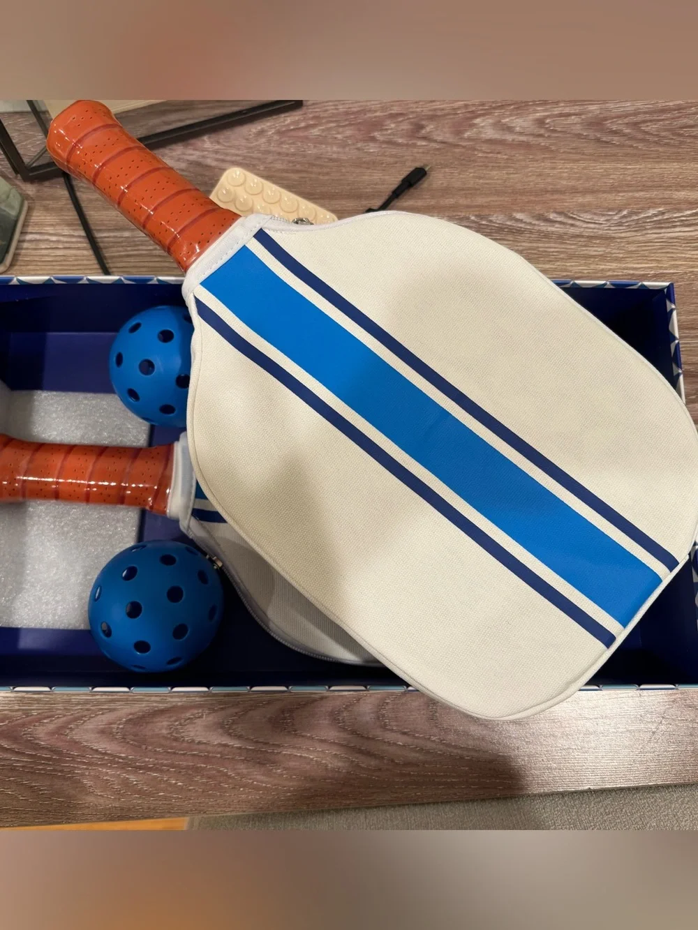 Jonathan Adler Blue Geometric Pickleball Set